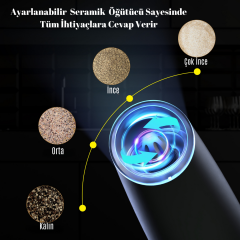 WellQ Şarjlı Işıklı Full Otomatik Tuz Karabiber Değirmen Seti (2Li) Özel Anneler Günü