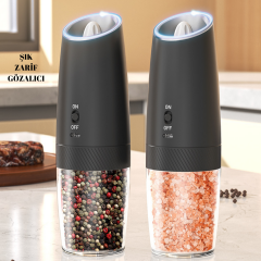 WellQ Şarjlı Işıklı Full Otomatik Tuz Karabiber Değirmen Seti (2Li) Özel Anneler Günü